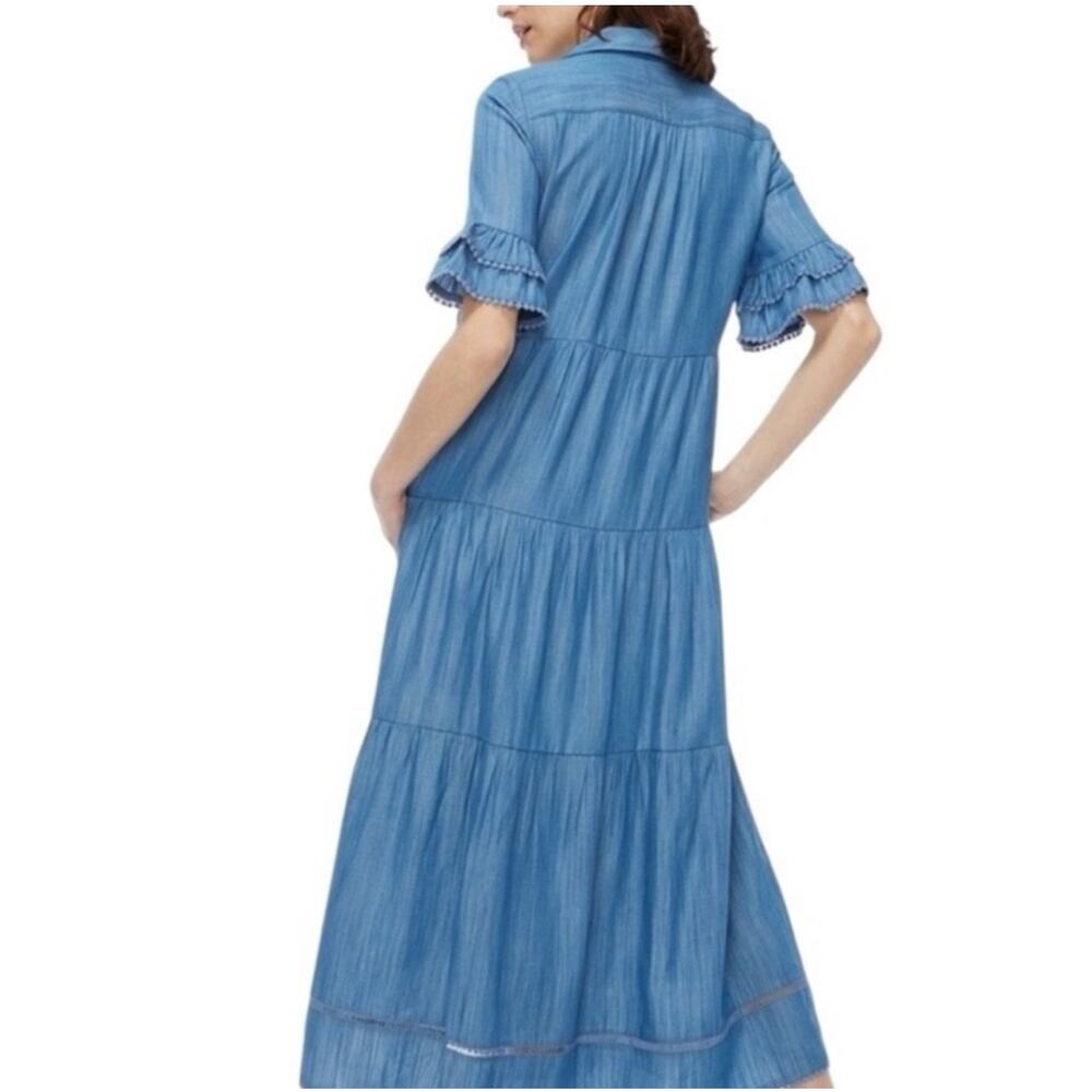 Chico's Tiered Tencel Maxi Dress Blue size 3 US 16 Sundress - Picture 2 of 11